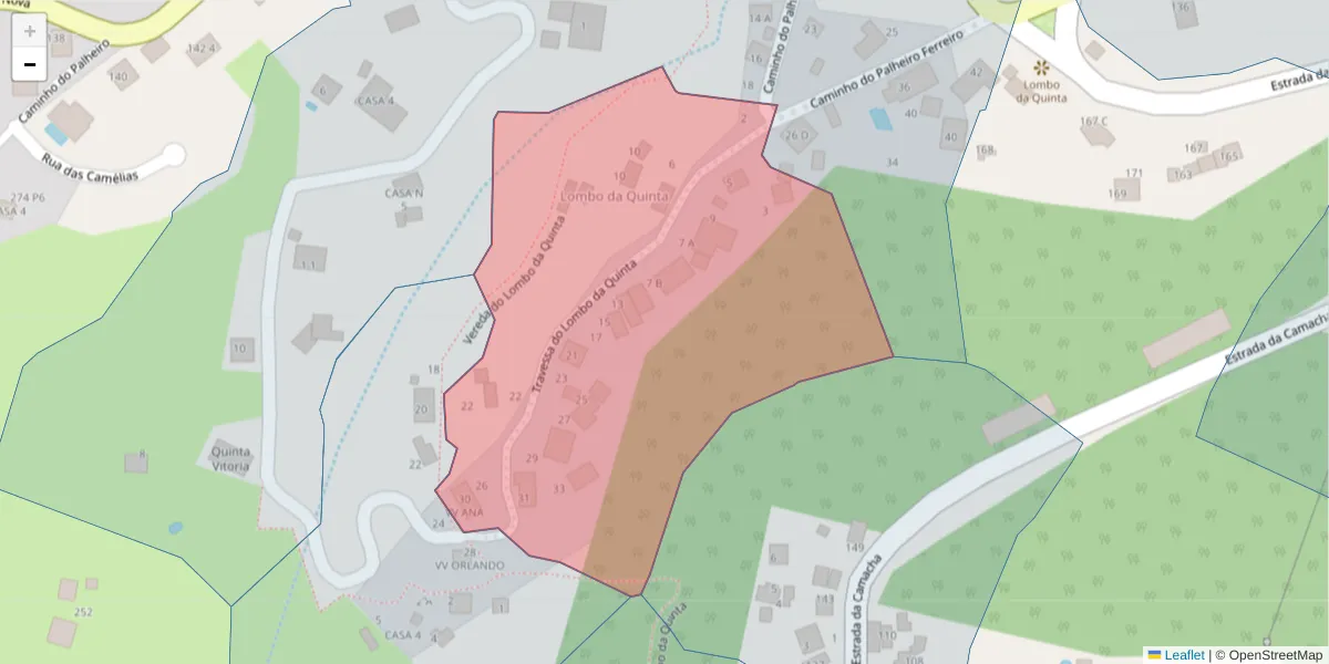 Mapa detalhado do código postal 9060-176 com limites, códigos postais vizinhos e agências dos correios