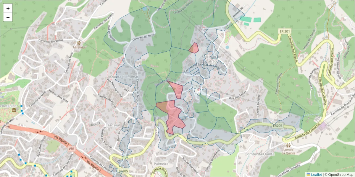Mapa detalhado do código postal 9060-178 com limites, códigos postais vizinhos e agências dos correios