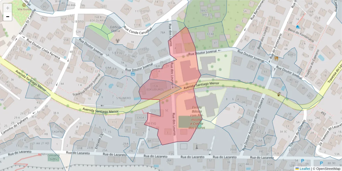 Mapa detalhado do código postal 9060-180 com limites, códigos postais vizinhos e agências dos correios