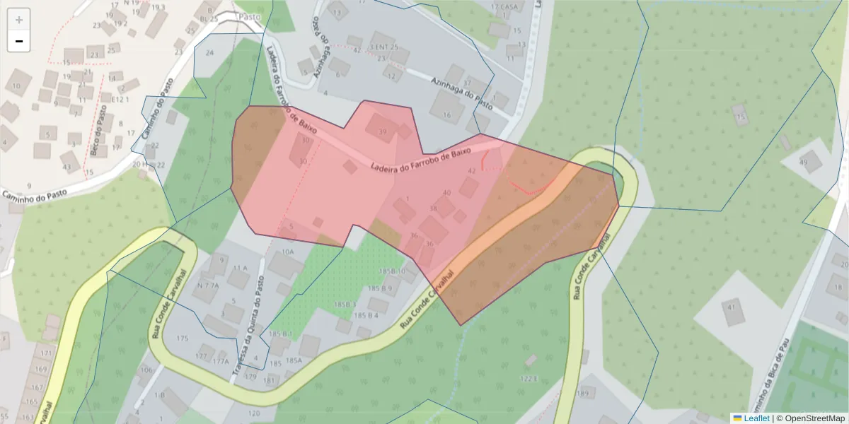 Mapa detalhado do código postal 9060-217 com limites, códigos postais vizinhos e agências dos correios