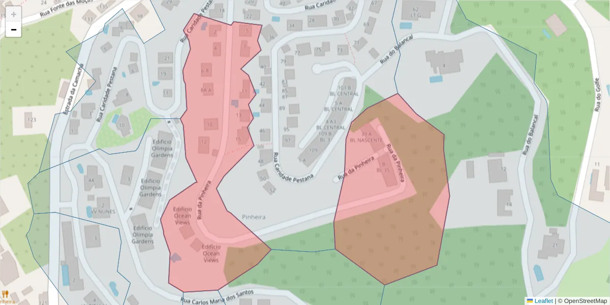 Mapa detalhado do código postal 9060-237 com limites, códigos postais vizinhos e agências dos correios