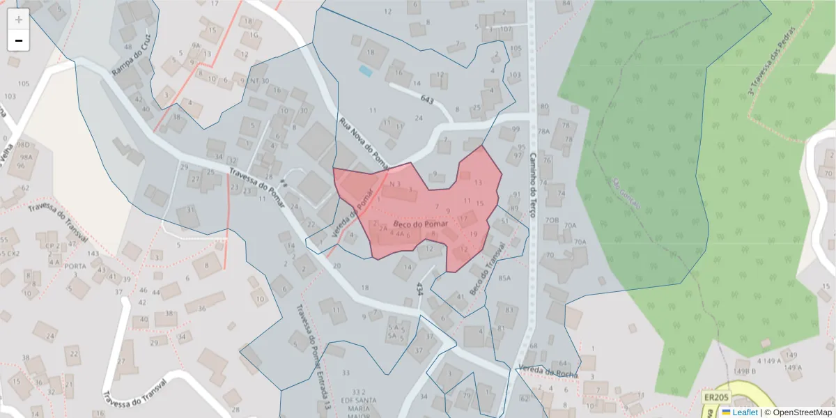 Mapa detalhado do código postal 9060-242 com limites, códigos postais vizinhos e agências dos correios