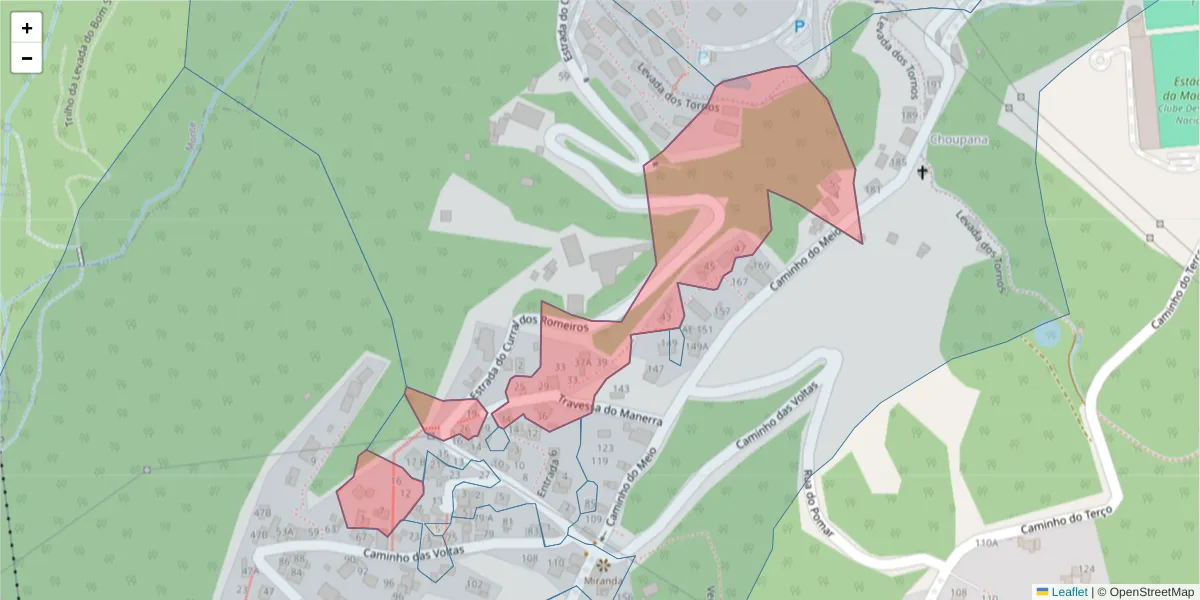 Mapa detalhado do código postal 9060-268 com limites, códigos postais vizinhos e agências dos correios