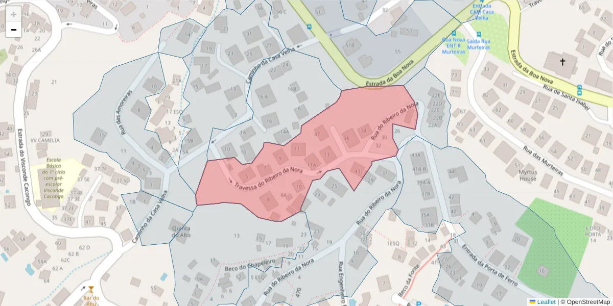 Mapa detalhado do código postal 9060-271 com limites, códigos postais vizinhos e agências dos correios
