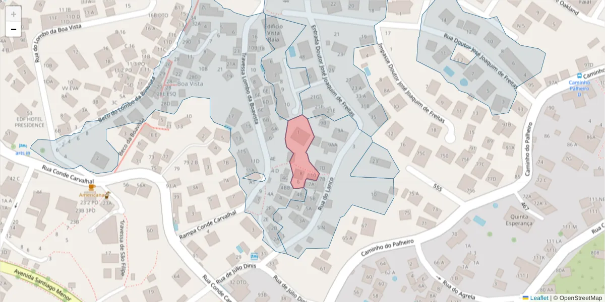 Mapa detalhado do código postal 9060-346 com limites, códigos postais vizinhos e agências dos correios