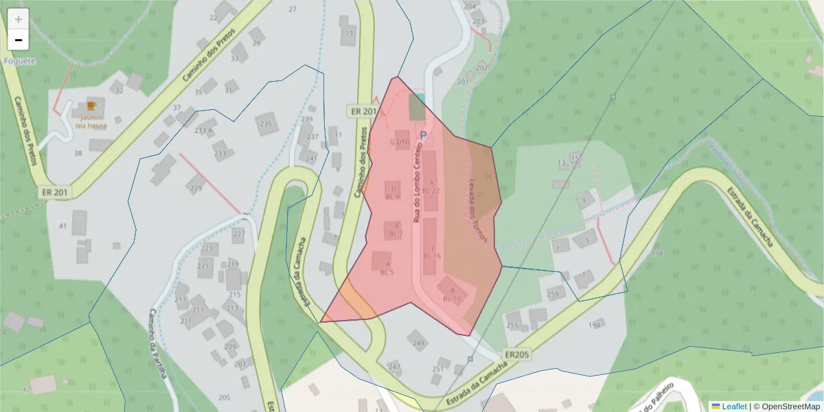 Mapa detalhado do código postal 9060-352 com limites, códigos postais vizinhos e agências dos correios