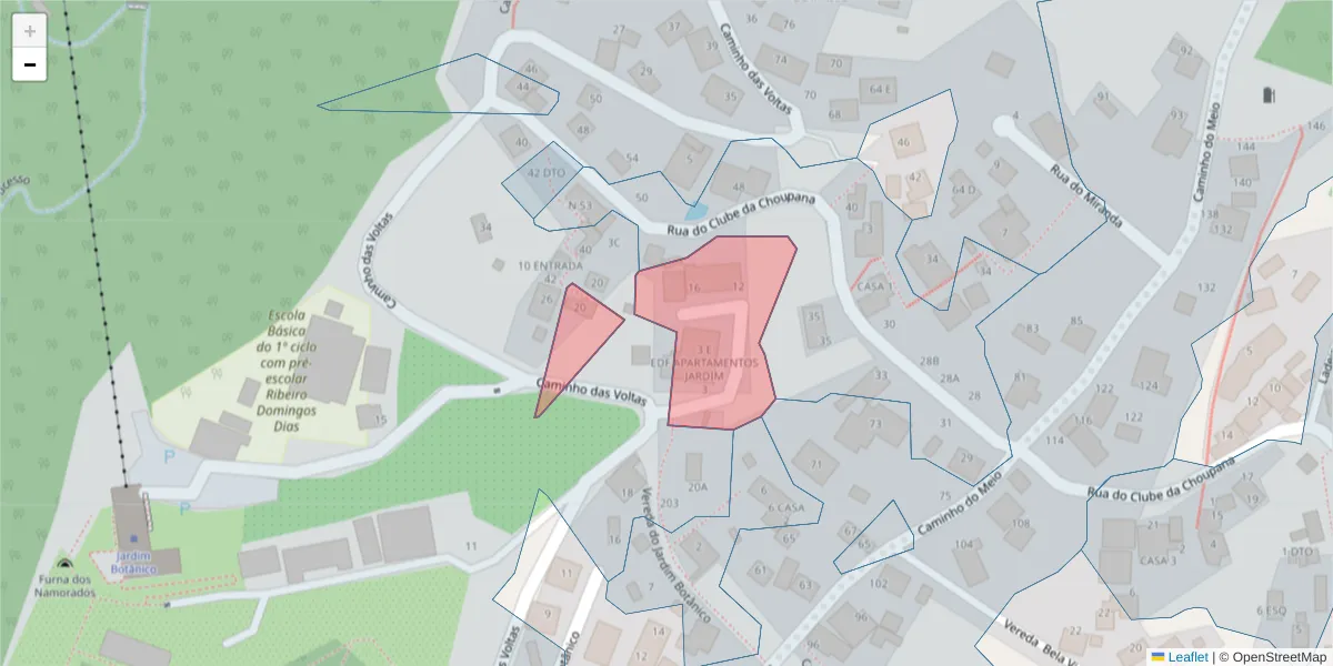 Mapa detalhado do código postal 9060-354 com limites, códigos postais vizinhos e agências dos correios