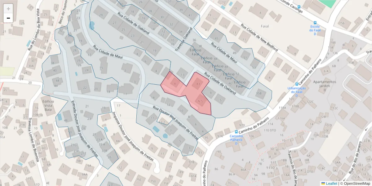 Mapa detalhado do código postal 9060-364 com limites, códigos postais vizinhos e agências dos correios