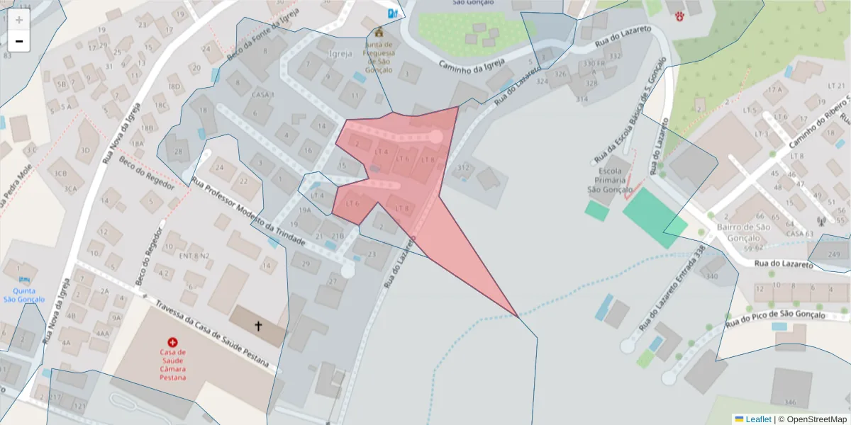 Mapa detalhado do código postal 9060-367 com limites, códigos postais vizinhos e agências dos correios