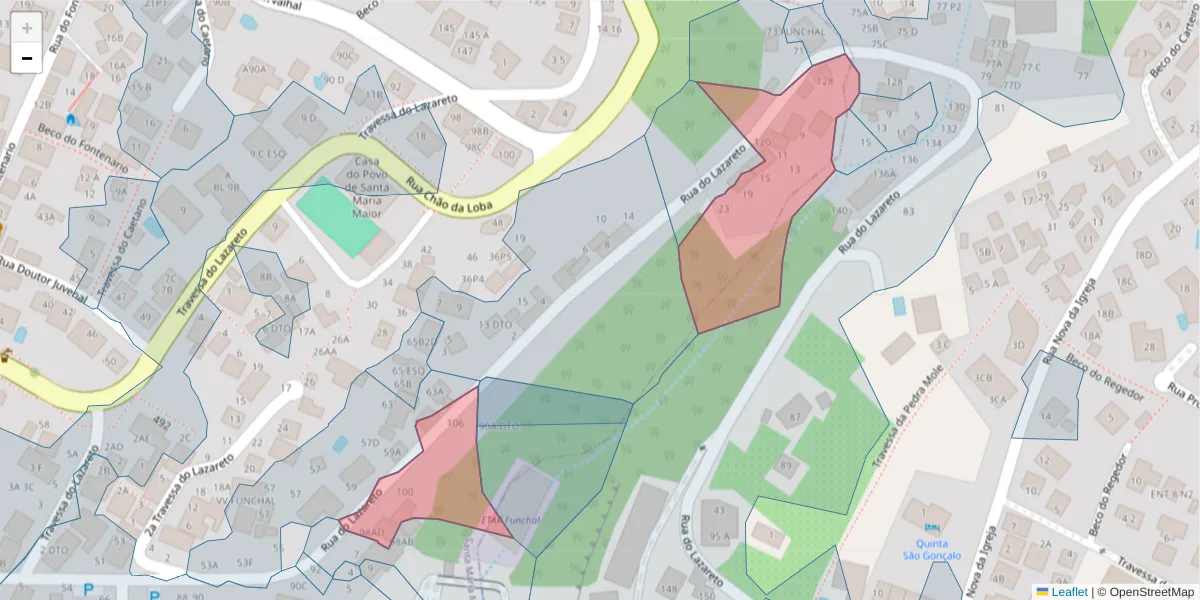 Mapa detalhado do código postal 9060-369 com limites, códigos postais vizinhos e agências dos correios