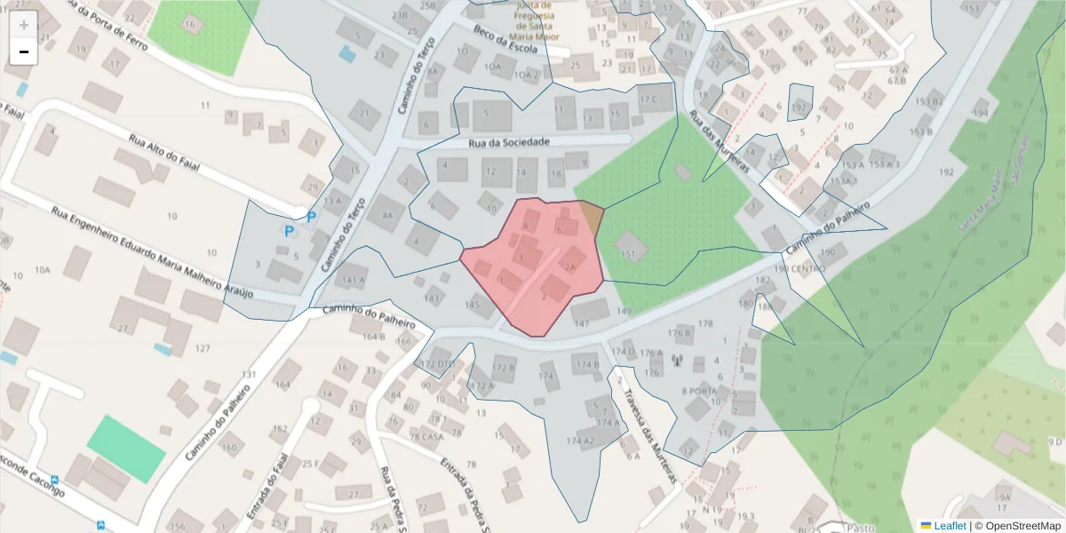 Mapa detalhado do código postal 9060-370 com limites, códigos postais vizinhos e agências dos correios