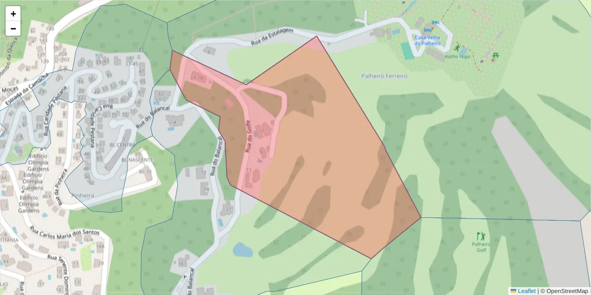 Mapa detalhado do código postal 9060-416 com limites, códigos postais vizinhos e agências dos correios