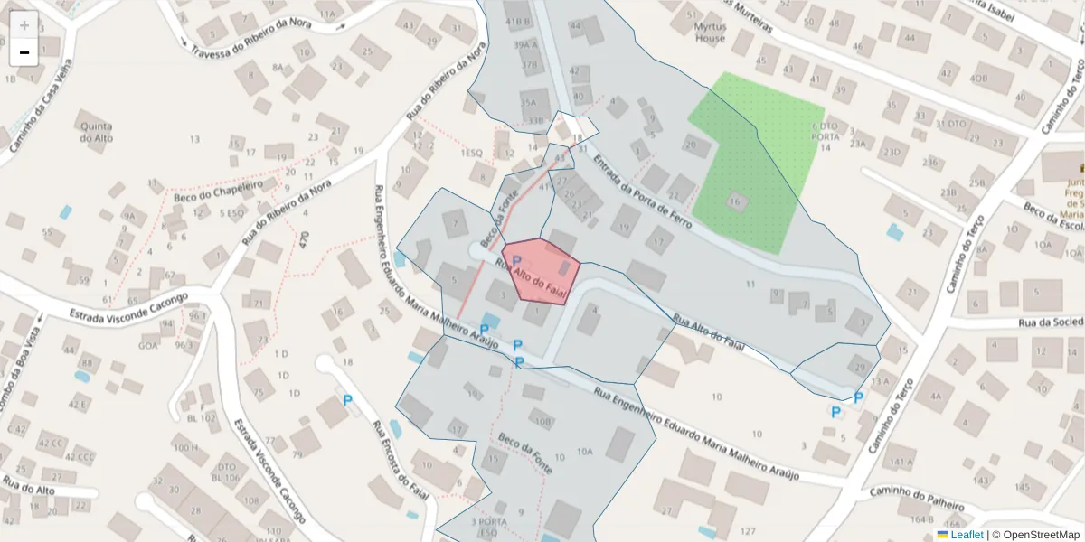 Mapa detalhado do código postal 9064-512 com limites, códigos postais vizinhos e agências dos correios