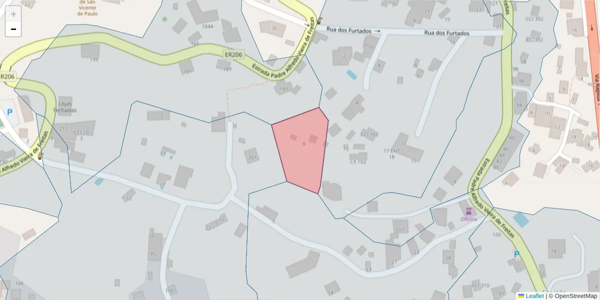 Mapa detalhado do código postal 9100-037 com limites, códigos postais vizinhos e agências dos correios
