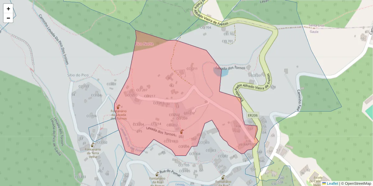 Mapa detalhado do código postal 9100-047 com limites, códigos postais vizinhos e agências dos correios