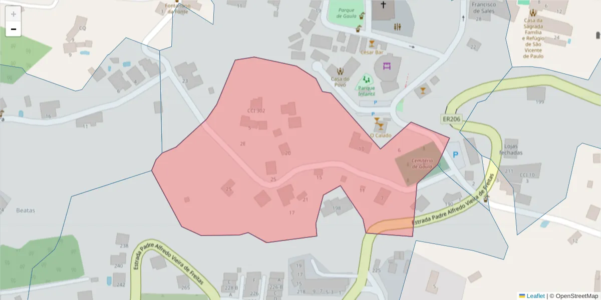 Mapa detalhado do código postal 9100-048 com limites, códigos postais vizinhos e agências dos correios