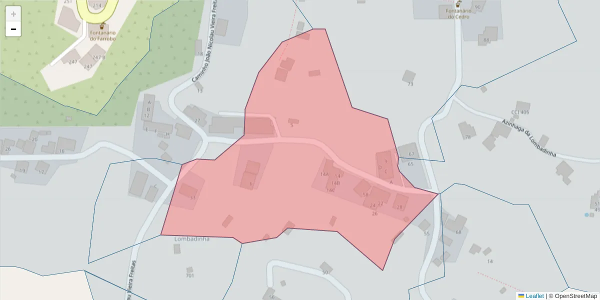 Mapa detalhado do código postal 9100-049 com limites, códigos postais vizinhos e agências dos correios