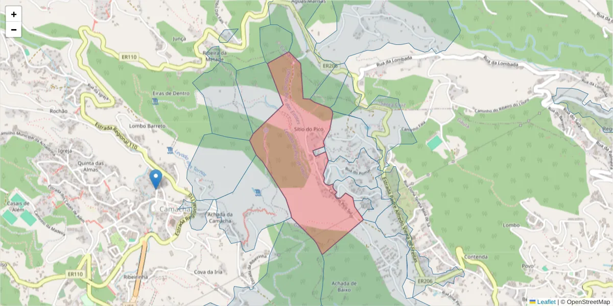 Mapa detalhado do código postal 9100-067 com limites, códigos postais vizinhos e agências dos correios