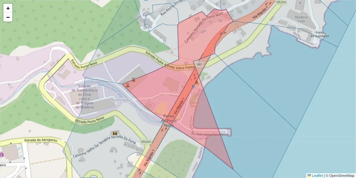 Mapa detalhado do código postal 9100-069 com limites, códigos postais vizinhos e agências dos correios