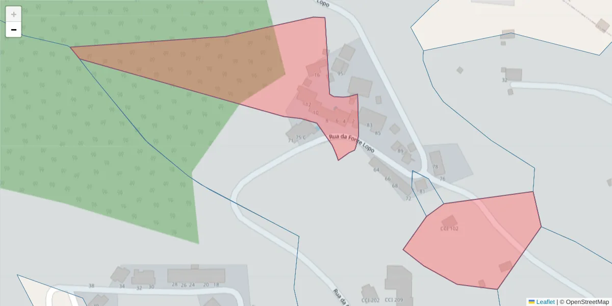 Mapa detalhado do código postal 9100-075 com limites, códigos postais vizinhos e agências dos correios