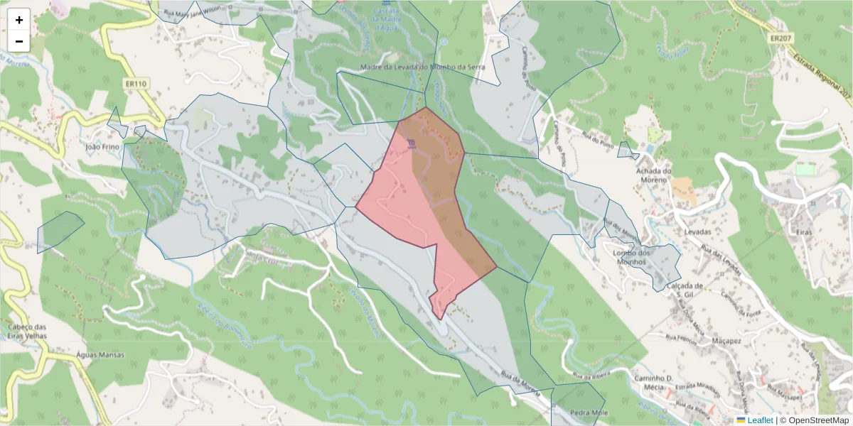 Mapa detalhado do código postal 9100-134 com limites, códigos postais vizinhos e agências dos correios