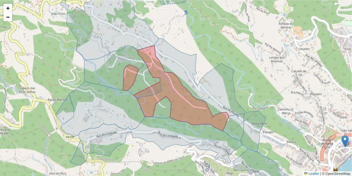 Mapa detalhado do código postal 9100-141 com limites, códigos postais vizinhos e agências dos correios