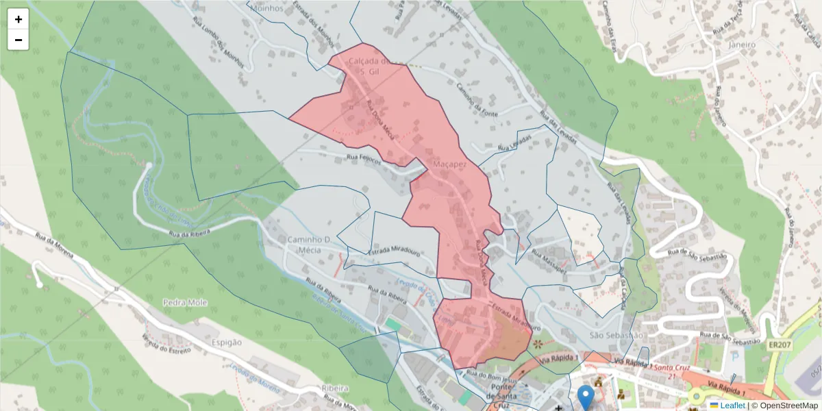 Mapa detalhado do código postal 9100-156 com limites, códigos postais vizinhos e agências dos correios