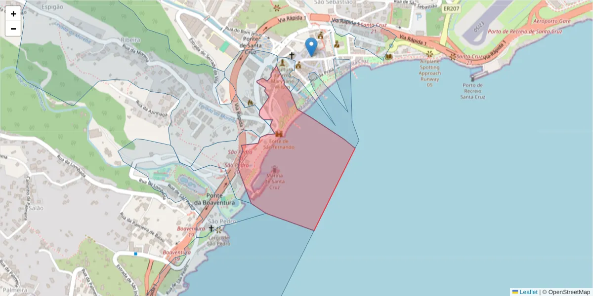 Mapa detalhado do código postal 9100-173 com limites, códigos postais vizinhos e agências dos correios
