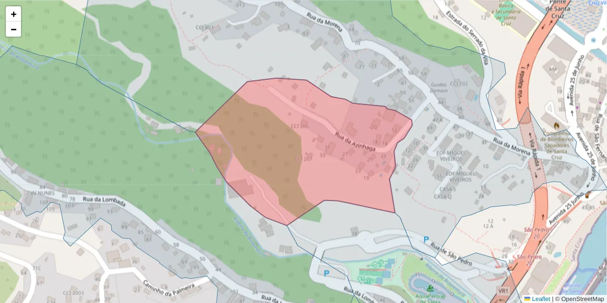 Mapa detalhado do código postal 9100-195 com limites, códigos postais vizinhos e agências dos correios