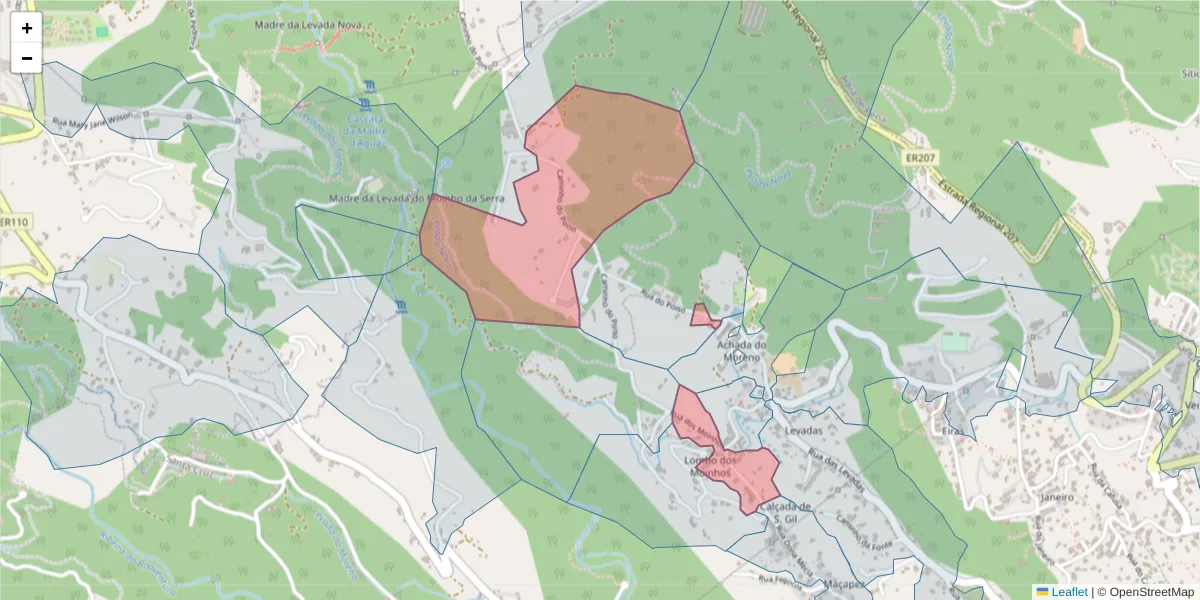 Mapa detalhado do código postal 9100-203 com limites, códigos postais vizinhos e agências dos correios