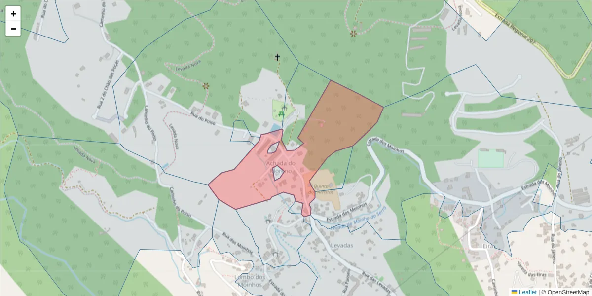 Mapa detalhado do código postal 9100-204 com limites, códigos postais vizinhos e agências dos correios