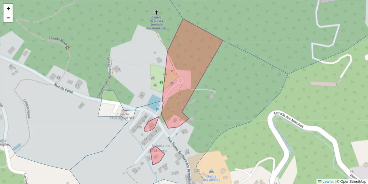 Mapa detalhado do código postal 9100-205 com limites, códigos postais vizinhos e agências dos correios
