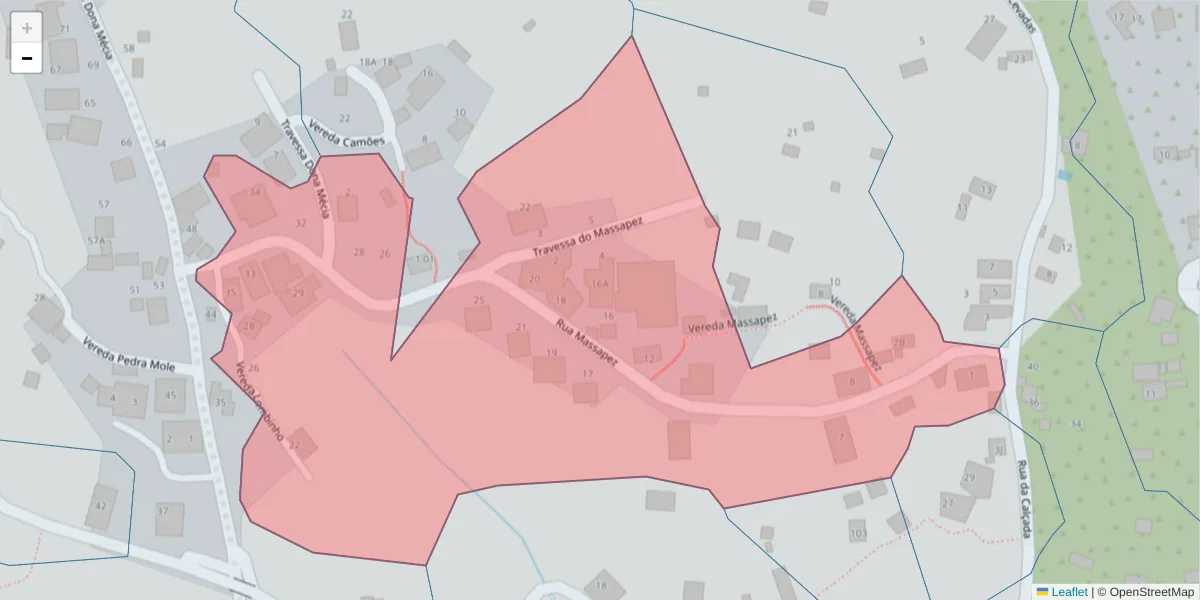Mapa detalhado do código postal 9100-210 com limites, códigos postais vizinhos e agências dos correios