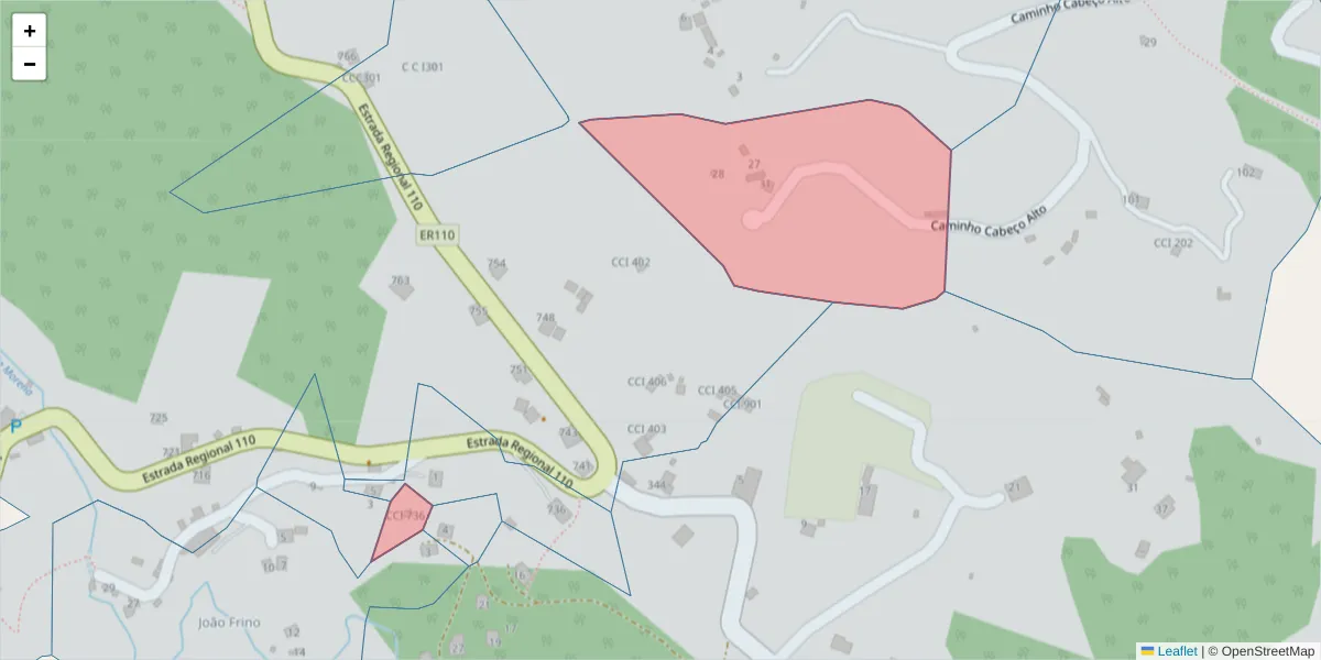 Mapa detalhado do código postal 9100-266 com limites, códigos postais vizinhos e agências dos correios