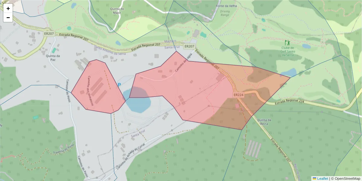 Mapa detalhado do código postal 9100-271 com limites, códigos postais vizinhos e agências dos correios