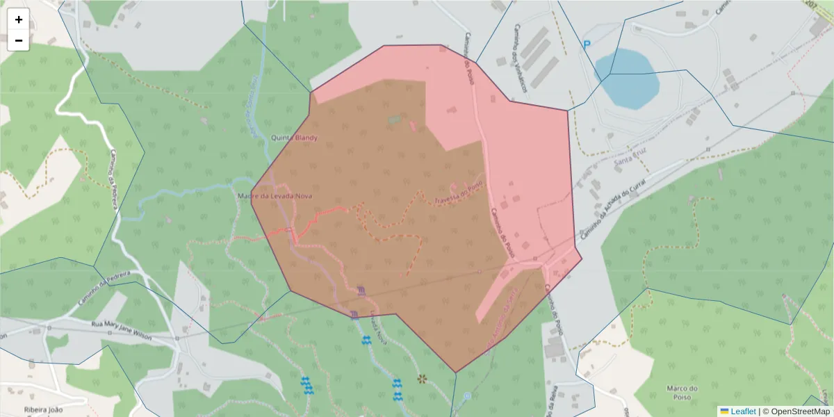 Mapa detalhado do código postal 9100-275 com limites, códigos postais vizinhos e agências dos correios