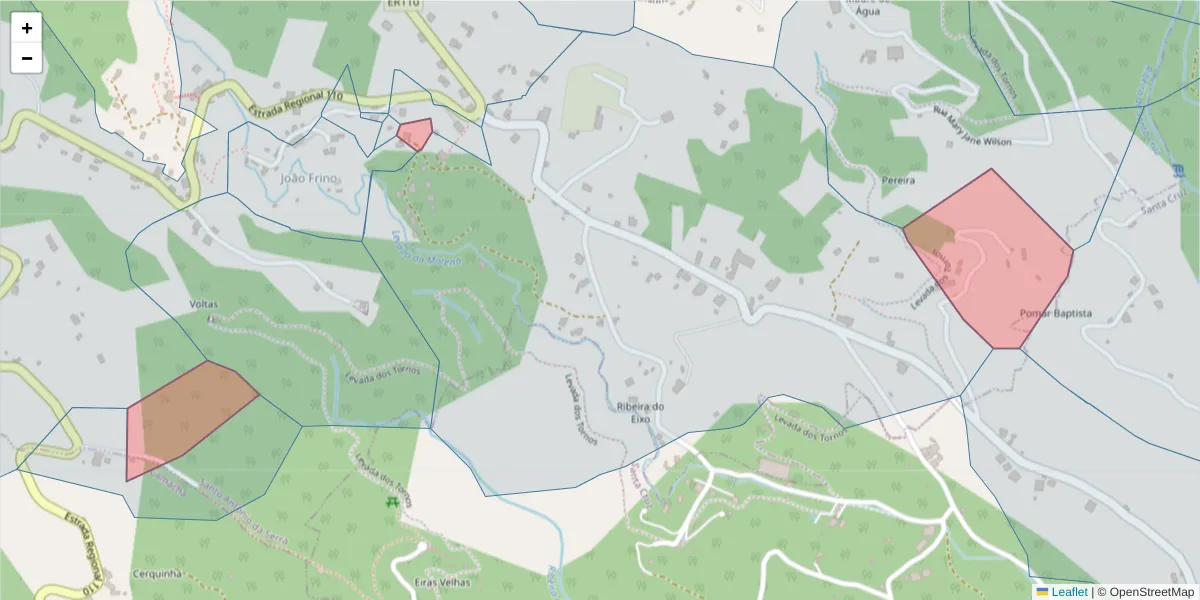 Mapa detalhado do código postal 9100-277 com limites, códigos postais vizinhos e agências dos correios