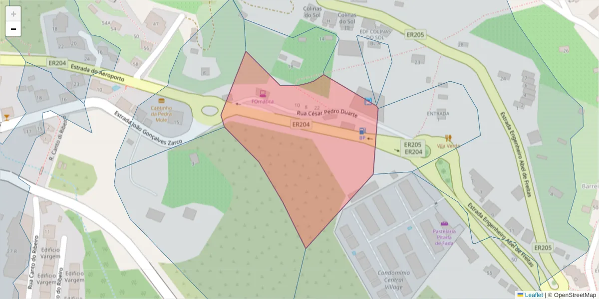 Mapa detalhado do código postal 9125-003 com limites, códigos postais vizinhos e agências dos correios