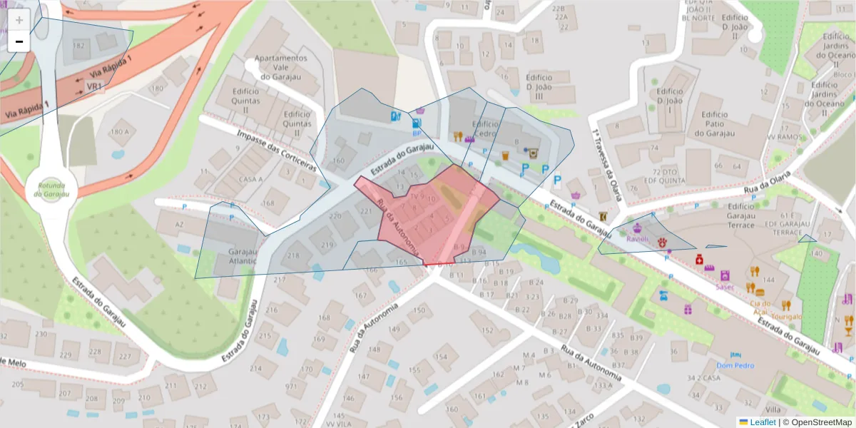 Mapa detalhado do código postal 9125-050 com limites, códigos postais vizinhos e agências dos correios