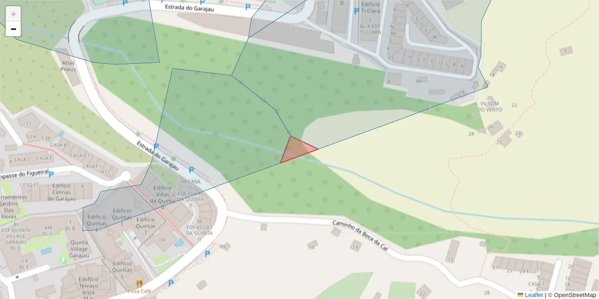 Mapa detalhado do código postal 9125-051 com limites, códigos postais vizinhos e agências dos correios