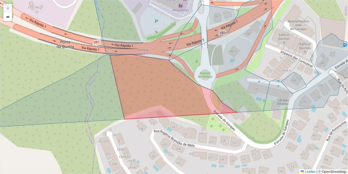 Mapa detalhado do código postal 9125-060 com limites, códigos postais vizinhos e agências dos correios