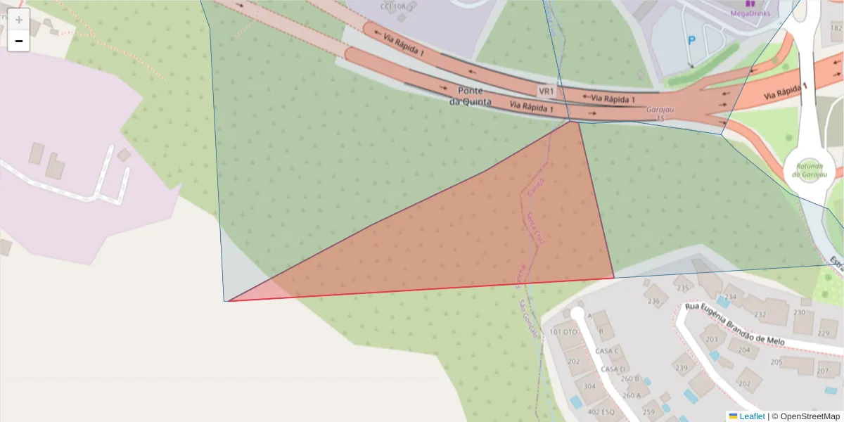 Mapa detalhado do código postal 9125-062 com limites, códigos postais vizinhos e agências dos correios