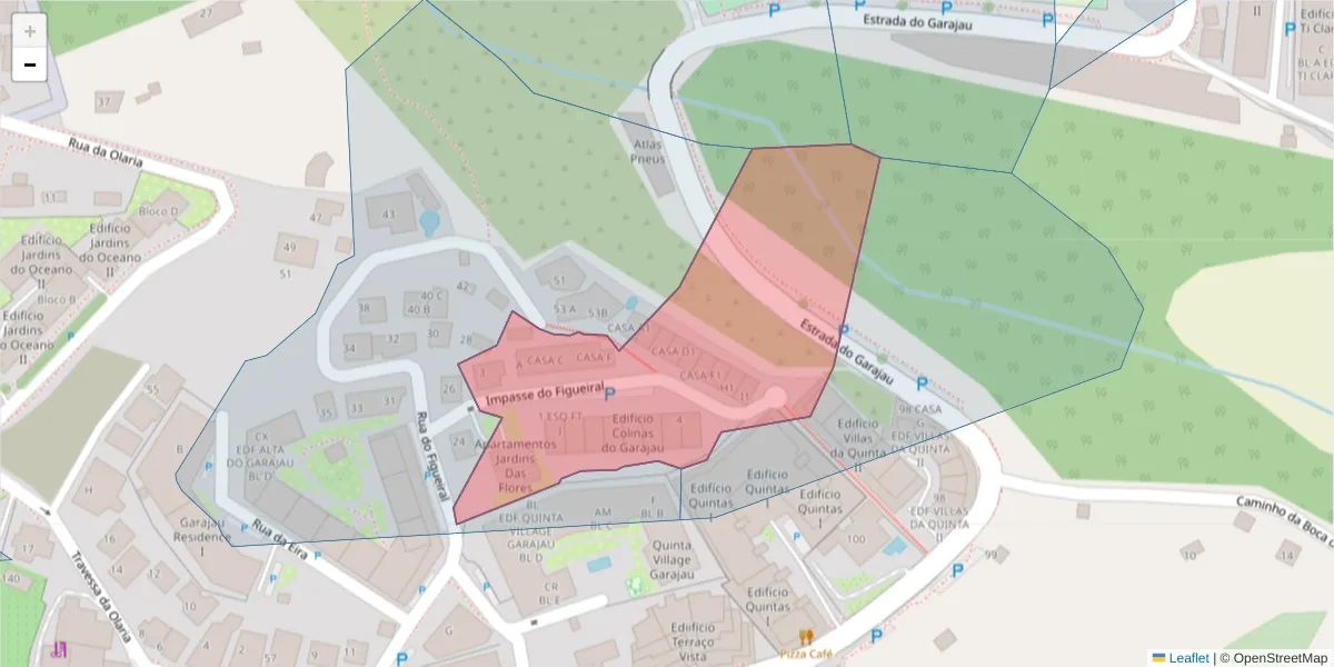 Mapa detalhado do código postal 9125-064 com limites, códigos postais vizinhos e agências dos correios