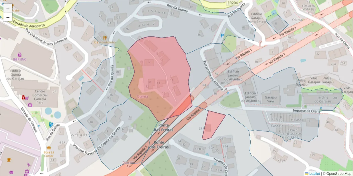 Mapa detalhado do código postal 9125-070 com limites, códigos postais vizinhos e agências dos correios