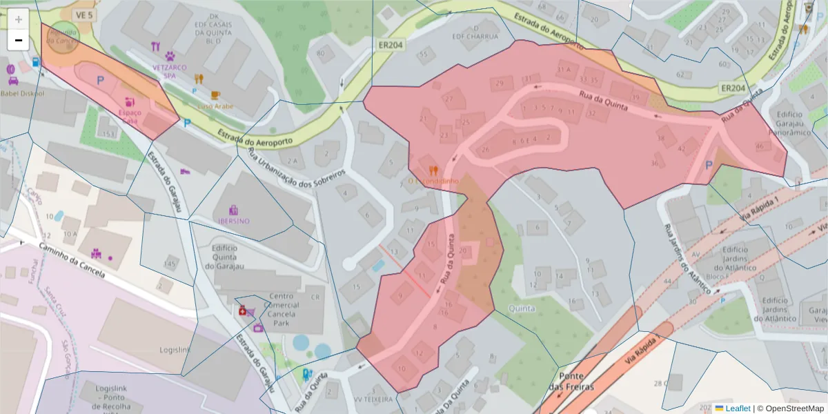 Mapa detalhado do código postal 9125-072 com limites, códigos postais vizinhos e agências dos correios