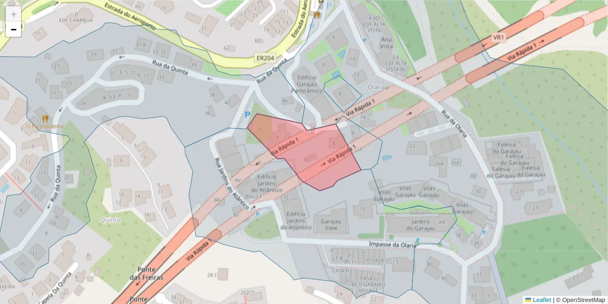 Mapa detalhado do código postal 9125-074 com limites, códigos postais vizinhos e agências dos correios