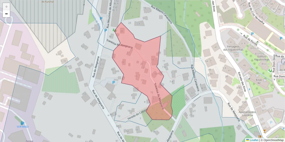 Mapa detalhado do código postal 9125-124 com limites, códigos postais vizinhos e agências dos correios