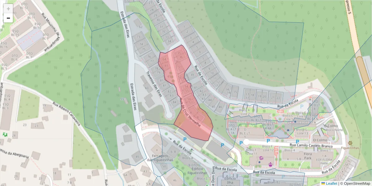 Mapa detalhado do código postal 9125-127 com limites, códigos postais vizinhos e agências dos correios