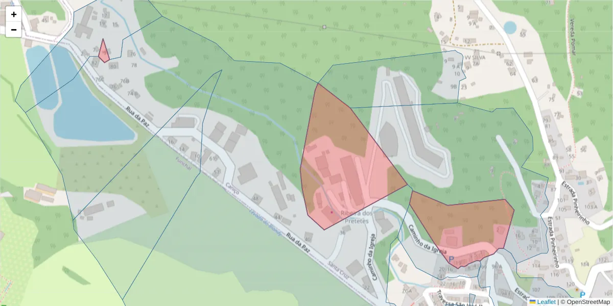 Mapa detalhado do código postal 9125-132 com limites, códigos postais vizinhos e agências dos correios