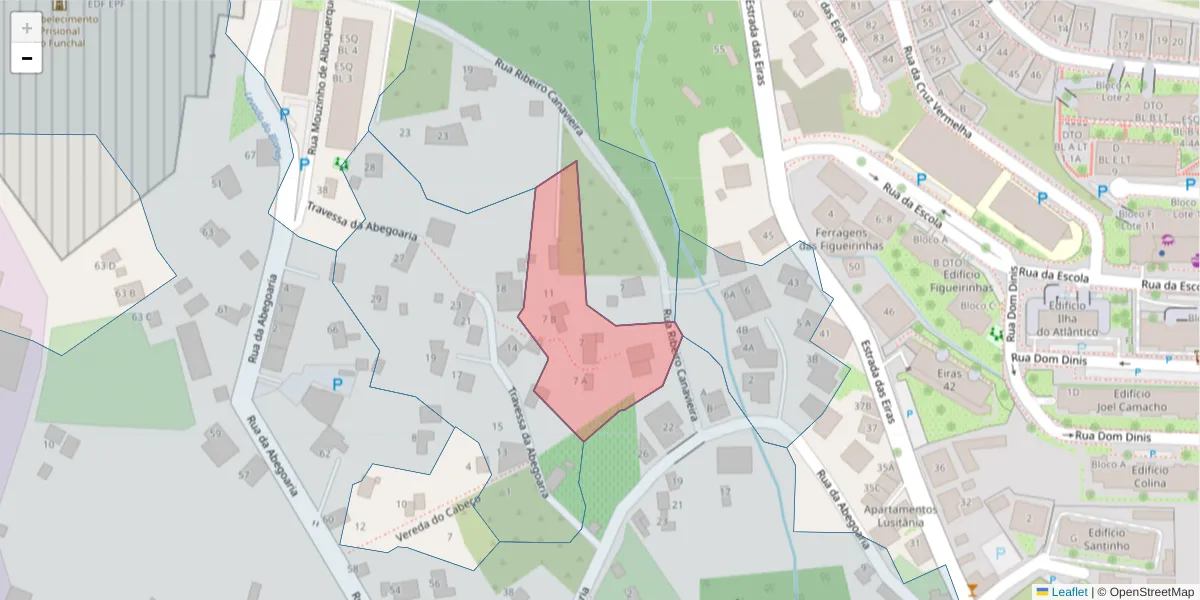 Mapa detalhado do código postal 9125-133 com limites, códigos postais vizinhos e agências dos correios